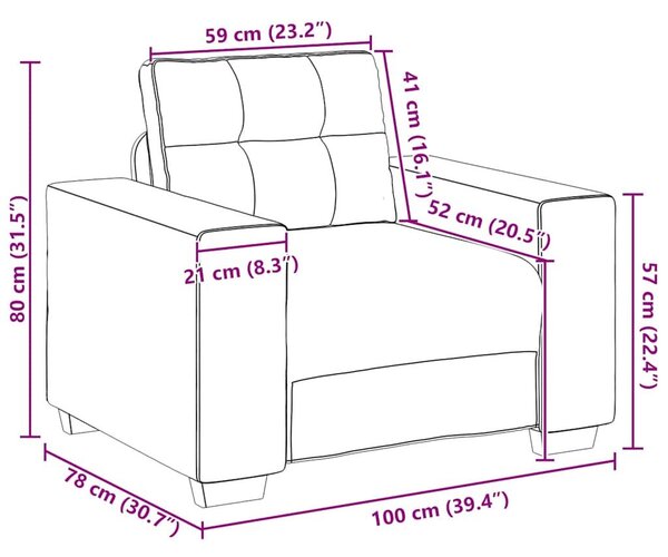 VidaXL sárga bársony kanapéfotel 59 cm
