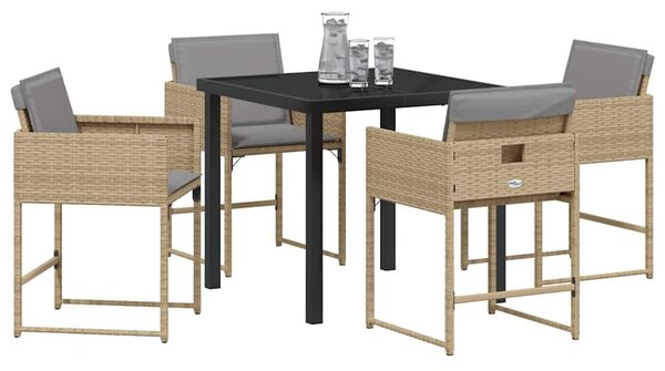 Kert étkező szett párnával 5 pcs Bézs polirattan
