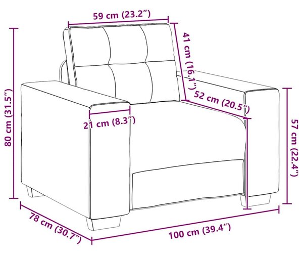 VidaXL sötétszürke bársony kanapéfotel 59 cm