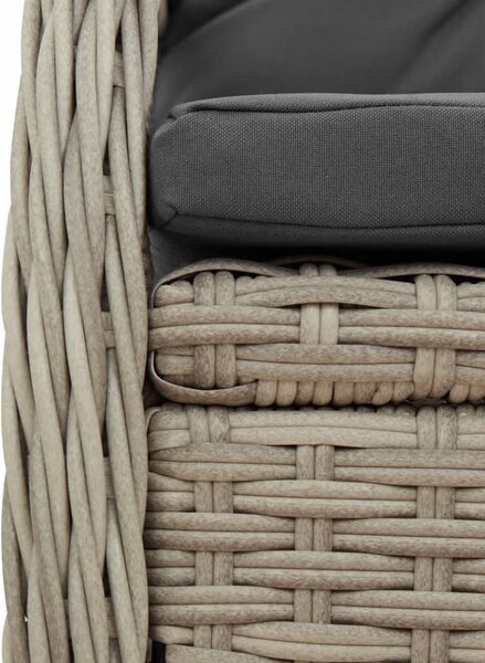 5részes világosszürke polyrattan kerti étkezőgarnitúra párnával
