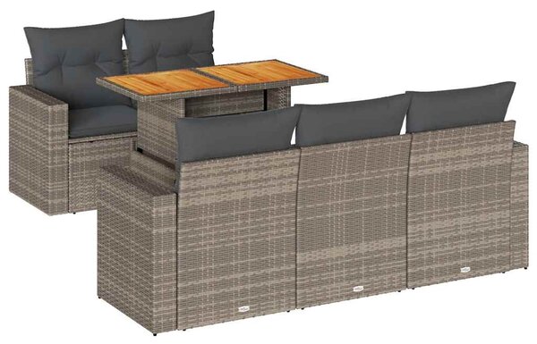 6 részes szürke polyrattan kerti ülőgarnitúra párnákkal