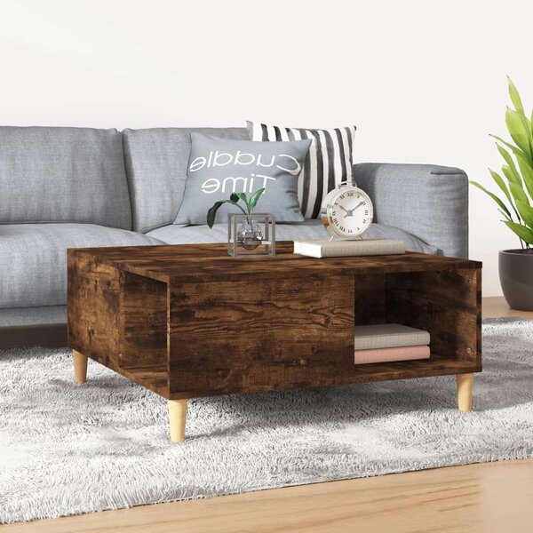 VidaXL füstös tölgyszínű fatermék dohányzóasztal 80x80x36,5 cm