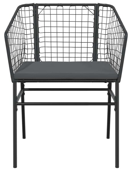 7 részes fekete polyrattan üveg kerti étkezőgarnitúra párnákkal