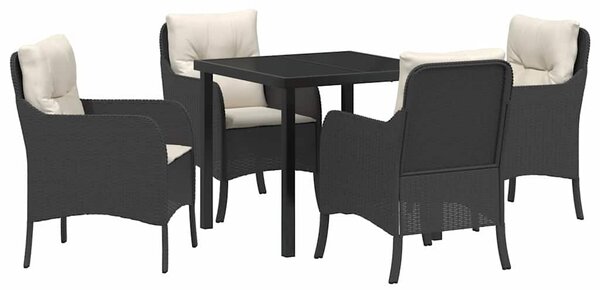 Kert étkező szett párnával 5 pcs Fekete polirattan