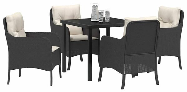Kert étkező szett párnával 5 pcs Fekete polirattan