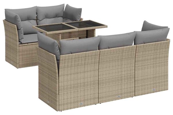6 részes bézs polyrattan kerti ülőgarnitúra párnával