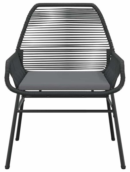 7 részes fekete polyrattan üveg kerti étkezőgarnitúra párnákkal