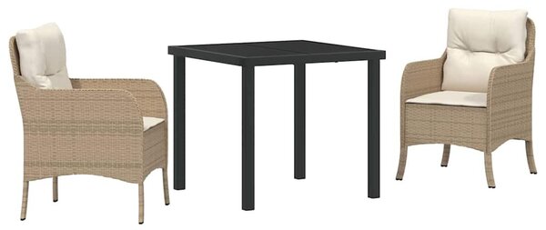 Kert étkező szett párnával 3 pcs Bézs polirattan