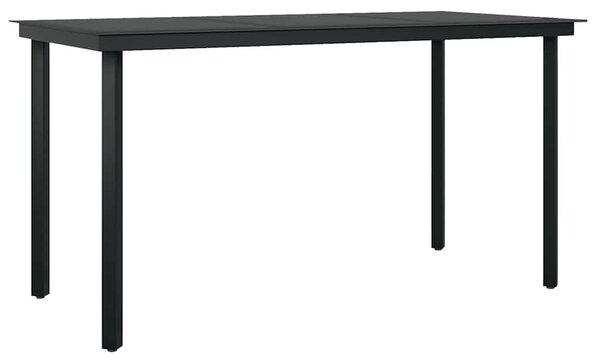 5 részes fekete polyrattan üveg kerti étkezőgarnitúra párnákkal