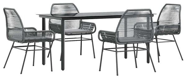 5 részes szürke polyrattan üveg kerti étkezőgarnitúra párnával