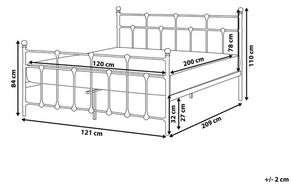 Ágy Fém LYNX 120 x 200 cm Fekete