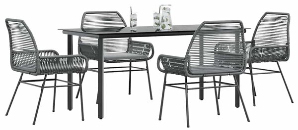 5 részes szürke polyrattan üveg kerti étkezőgarnitúra párnával