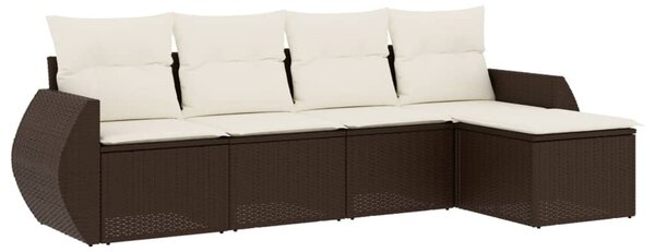 5 részes barna polyrattan kerti ülőgarnitúra párnával