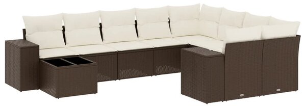 10 részes barna polyrattan kerti ülőgarnitúra párnákkal