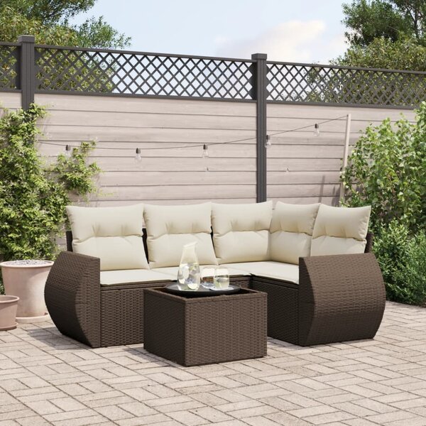 5 részes barna polyrattan kerti ülőgarnitúra párnával