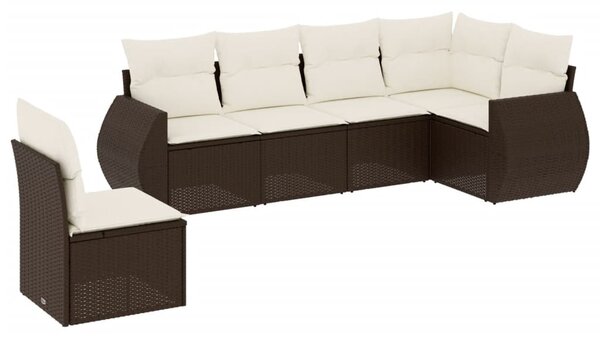 6 részes barna polyrattan kerti ülőgarnitúra párnával