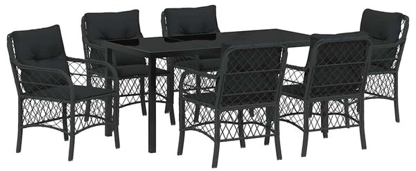Kert étkező szett párnával 7 pcs Fekete polirattan