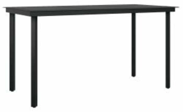 5 részes fekete polyrattan üveg kerti étkezőgarnitúra párnákkal