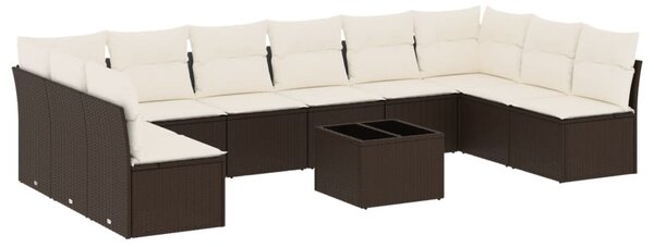 11 részes barna polyrattan kerti ülőgarnitúra párnákkal
