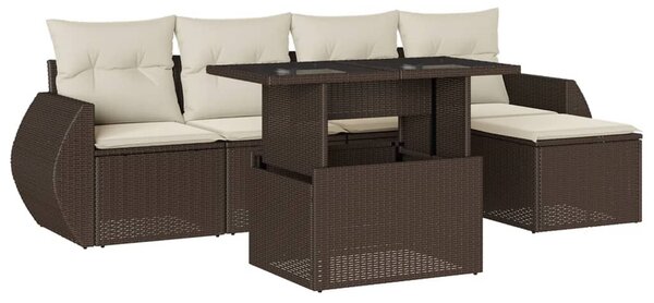 6 részes barna polyrattan kerti ülőgarnitúra párnával
