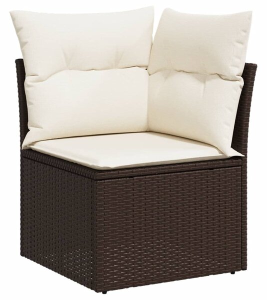 10 részes barna polyrattan kerti ülőgarnitúra párnákkal