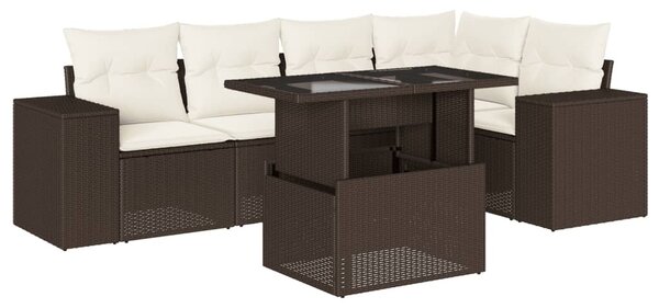 6 részes barna polyrattan kerti ülőgarnitúra párnával