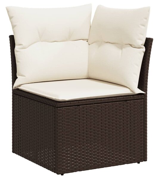 7 részes barna polyrattan kerti ülőgarnitúra párnákkal