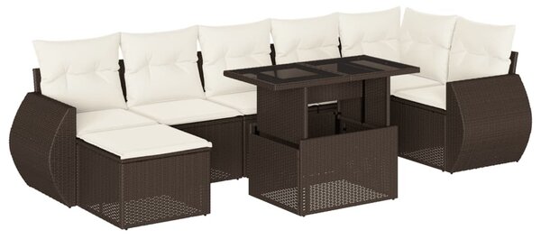 8 részes barna polyrattan kerti ülőgarnitúra párnákkal
