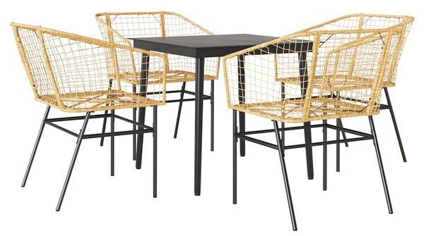 5 észes barna polyrattan üveg kerti étkezőgarnitúra