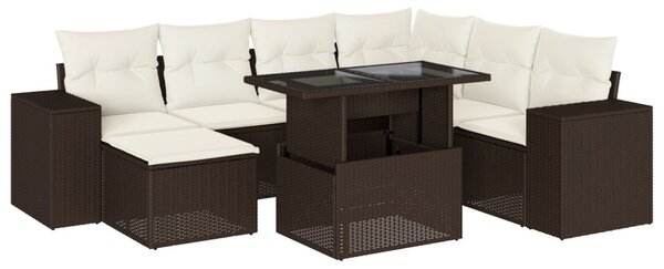 8 részes barna polyrattan kerti ülőgarnitúra párnákkal