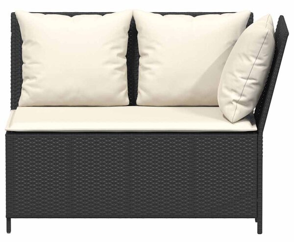 3 részes fekete polyrattan kerti ülőgarnitúra párnával