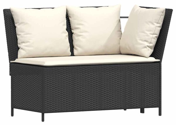 3 részes fekete polyrattan kerti ülőgarnitúra párnával