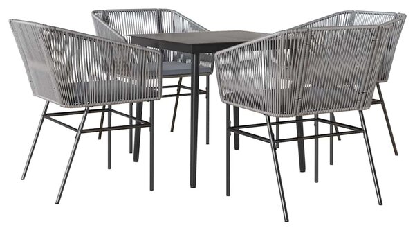5 részes szürke polyrattan üveg kerti étkezőgarnitúra párnával