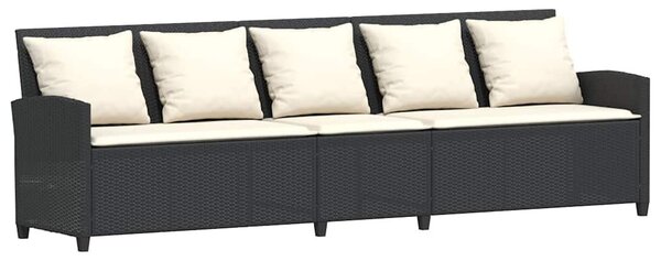 4 részes fekete polyrattan kerti ülőgarnitúra párnákkal
