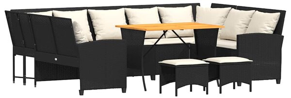 4 részes fekete polyrattan kerti ülőgarnitúra párnákkal