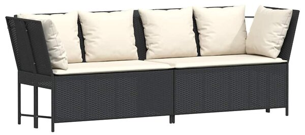 4 részes fekete polyrattan kerti ülőgarnitúra párnákkal