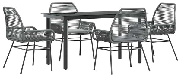 5 részes szürke polyrattan üveg kerti étkezőgarnitúra párnával