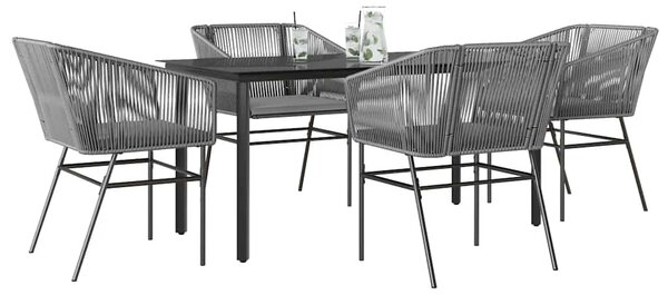 5 részes szürke polyrattan üveg kerti étkezőgarnitúra párnával
