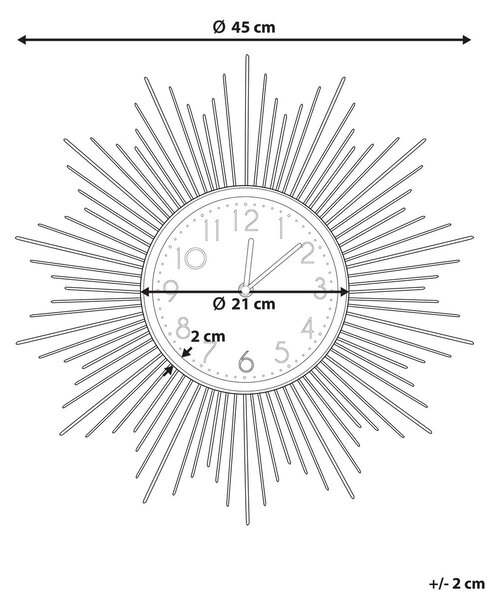 Fali óra SOLURA 45 cm Fém Arany