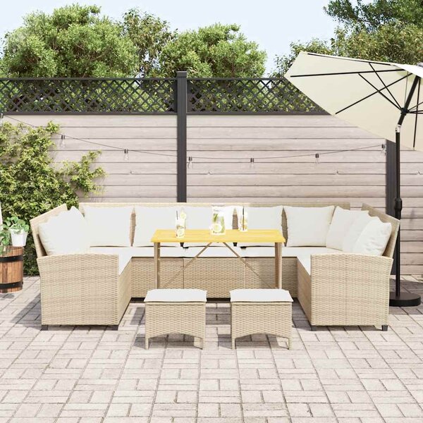 4 részes bézs polyrattan kerti ülőgarnitúra párnákkal