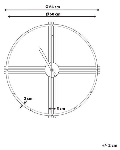 Fali óra ASCONA 64 cm Fém Arany