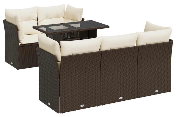 6 részes barna polyrattan kerti ülőgarnitúra párnával