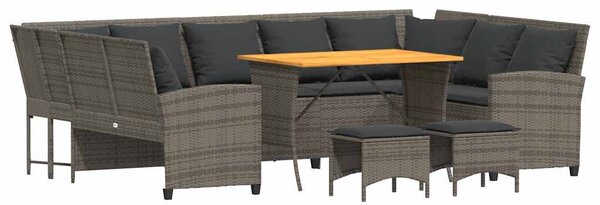 4 részes szürke polyrattan kerti ülőgarnitúra párnákkal