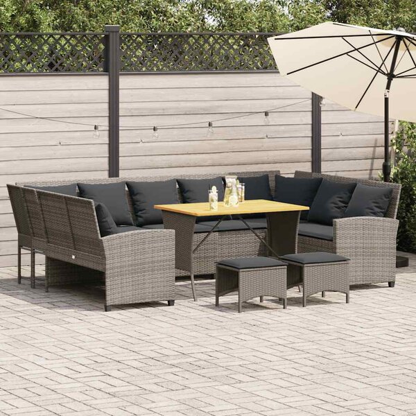 4 részes szürke polyrattan kerti ülőgarnitúra párnákkal