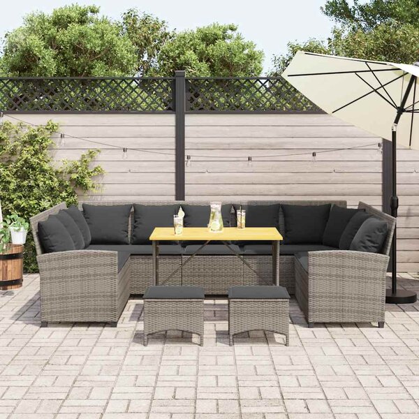 4 részes szürke polyrattan kerti ülőgarnitúra párnákkal