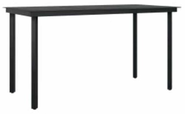 5 részes fekete polyrattan üveg kerti étkezőgarnitúra párnákkal