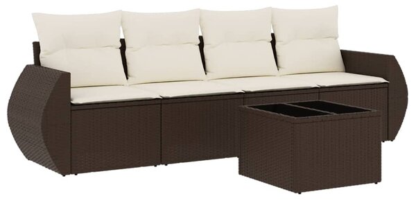 5 részes barna polyrattan kerti ülőgarnitúra párnával