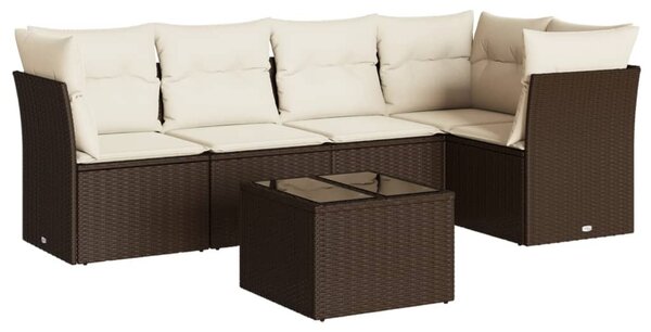 6 részes barna polyrattan kerti ülőgarnitúra párnával
