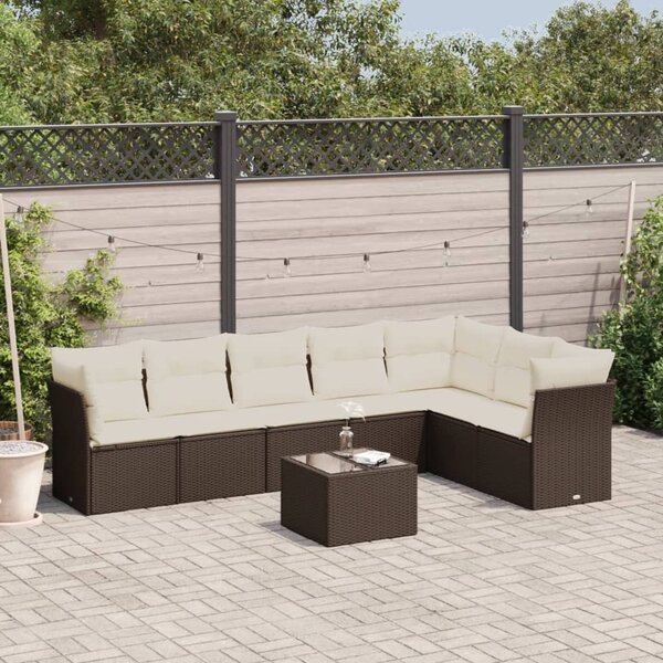 8 részes barna polyrattan kerti ülőgarnitúra párnákkal