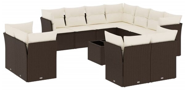 12 részes barna polyrattan kerti ülőgarnitúra párnákkal